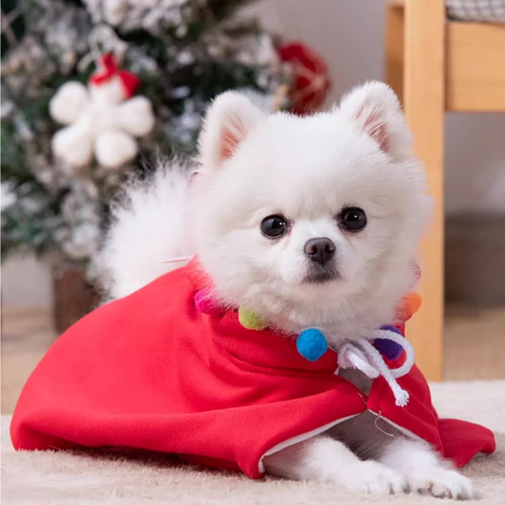 ANIAC Pet Christmas Costume – Cozy Cloak & Hat Set for Cats and Small Dogs