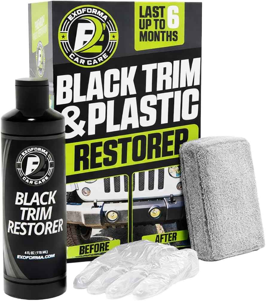 ExoForma Black Trim Restorer - Lasts 6+ Months, Dye Infused Waterproof Plastic Restorer for Cars - Perfect for Faded Bumpers, Trim & Vinyl on Jeeps, Truck Beds, Avalanches & ATVs