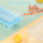 DOQAUS Ice Cube Tray with Lid and Bin - 4 Pack Silicone Ice Cube Trays for Freezer, Stackable Ice Bucket Kits with Storage Container & Scoop for Kitchen