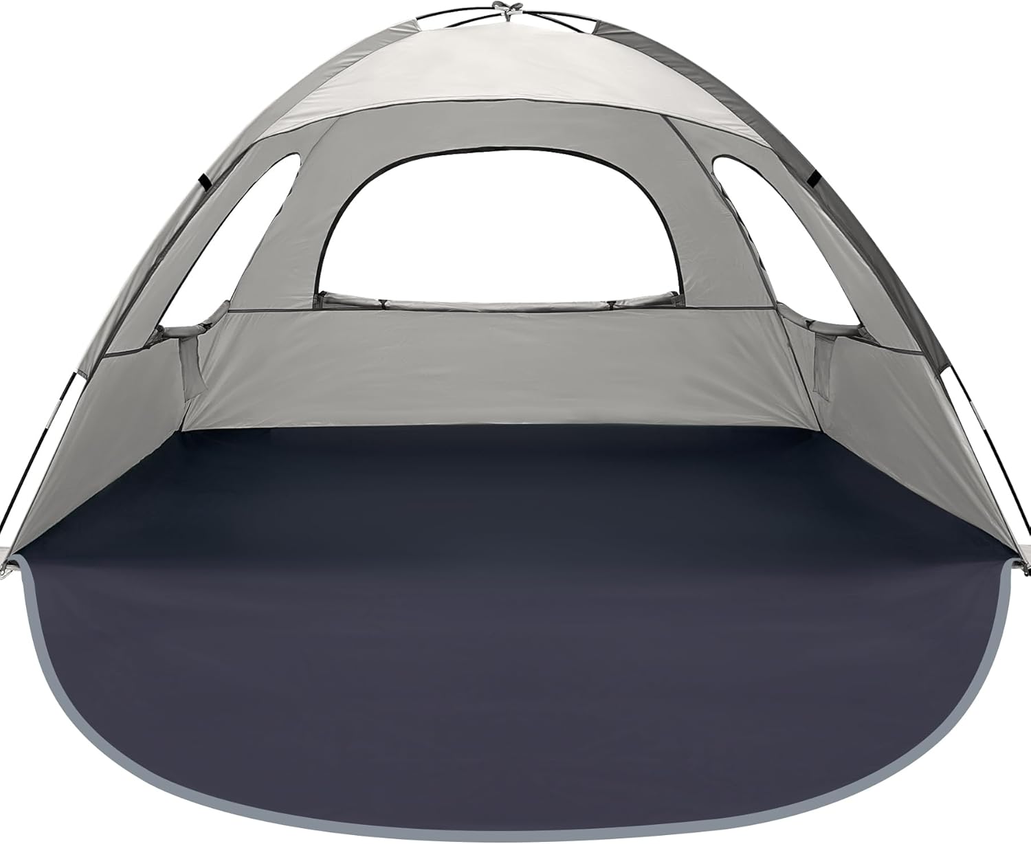 WhiteFang Beach Tent Anti-UV Portable Sun Shade Shelter for 3 Person, Extendable Floor with 3 Ventilating Mesh Windows Plus Carrying Bag, Stakes and Guy Lines