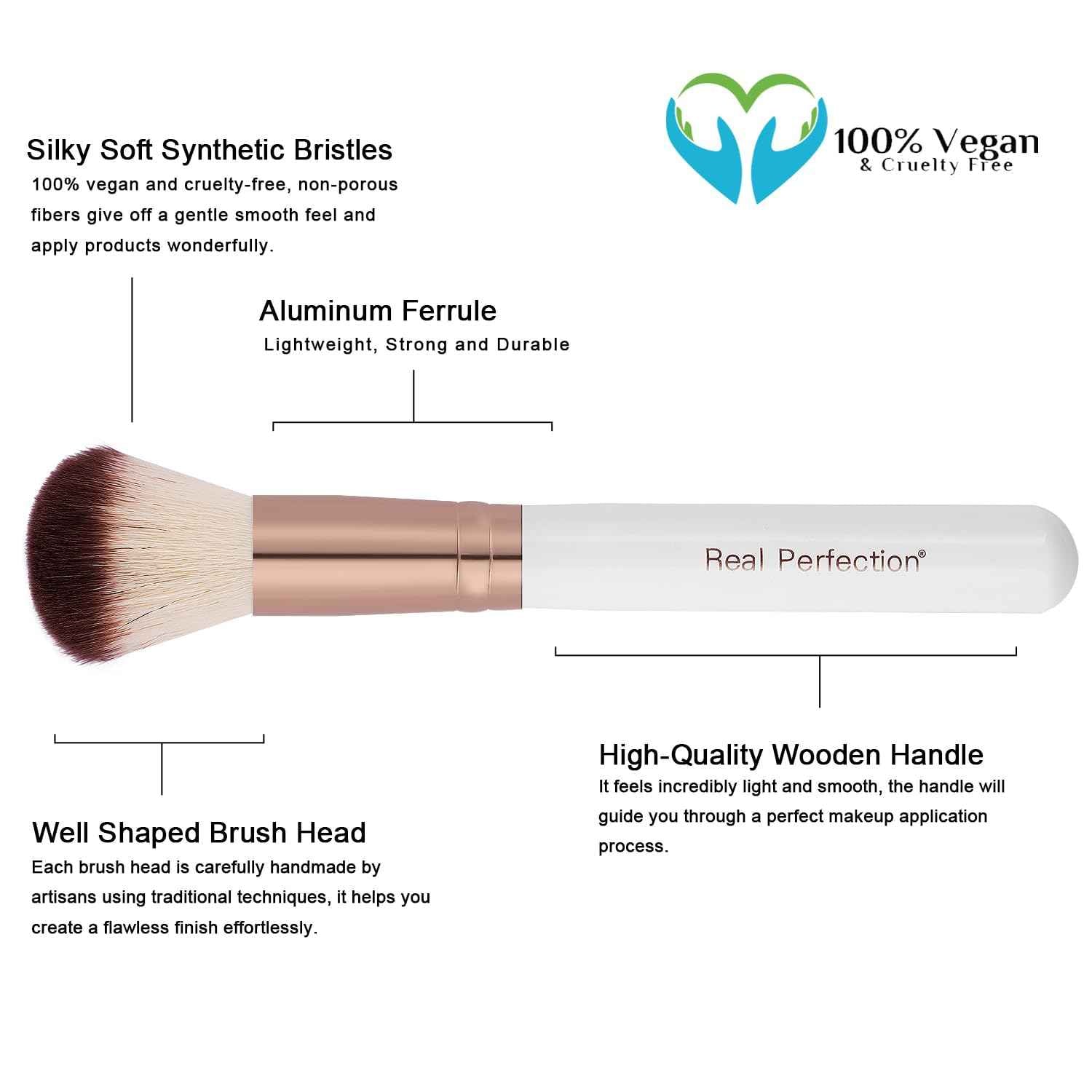 Real Perfection Makeup Brush Set 16 Pcs with 1 Eyebrow Razor Premium Synthetic Foundation Powder Concealers Eyeshadow Blush Makeup Brushes Make up Brushes Kit