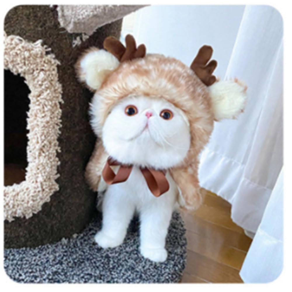 ANIAC Pet Christmas Costume – Cozy Cloak & Hat Set for Cats and Small Dogs