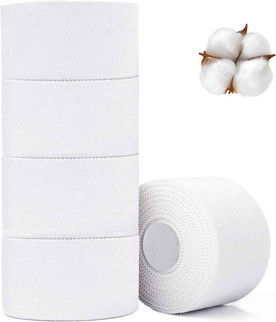 Athletic Tape,5 Pack White Sports Tape,Very Strong No Sticky Residue Wrist Ankle Tape for Gymnastics Boxing Lacrosse Climbing Hockey Bat