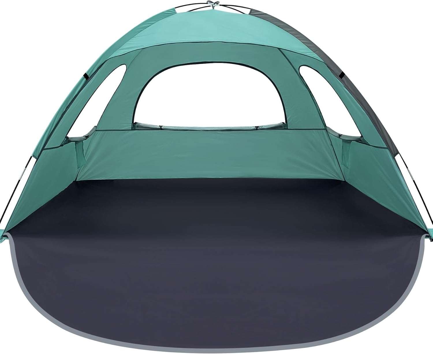 WhiteFang Beach Tent Anti-UV Portable Sun Shade Shelter for 3 Person, Extendable Floor with 3 Ventilating Mesh Windows Plus Carrying Bag, Stakes and Guy Lines