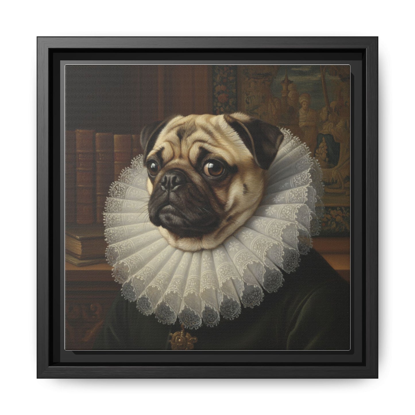 Custom Whimsical Pug Portrait Canvas, Cute Dog Art Print, Pet Lover Gift, Home Decor, Fun Wall Art, Quirky Dog Painting