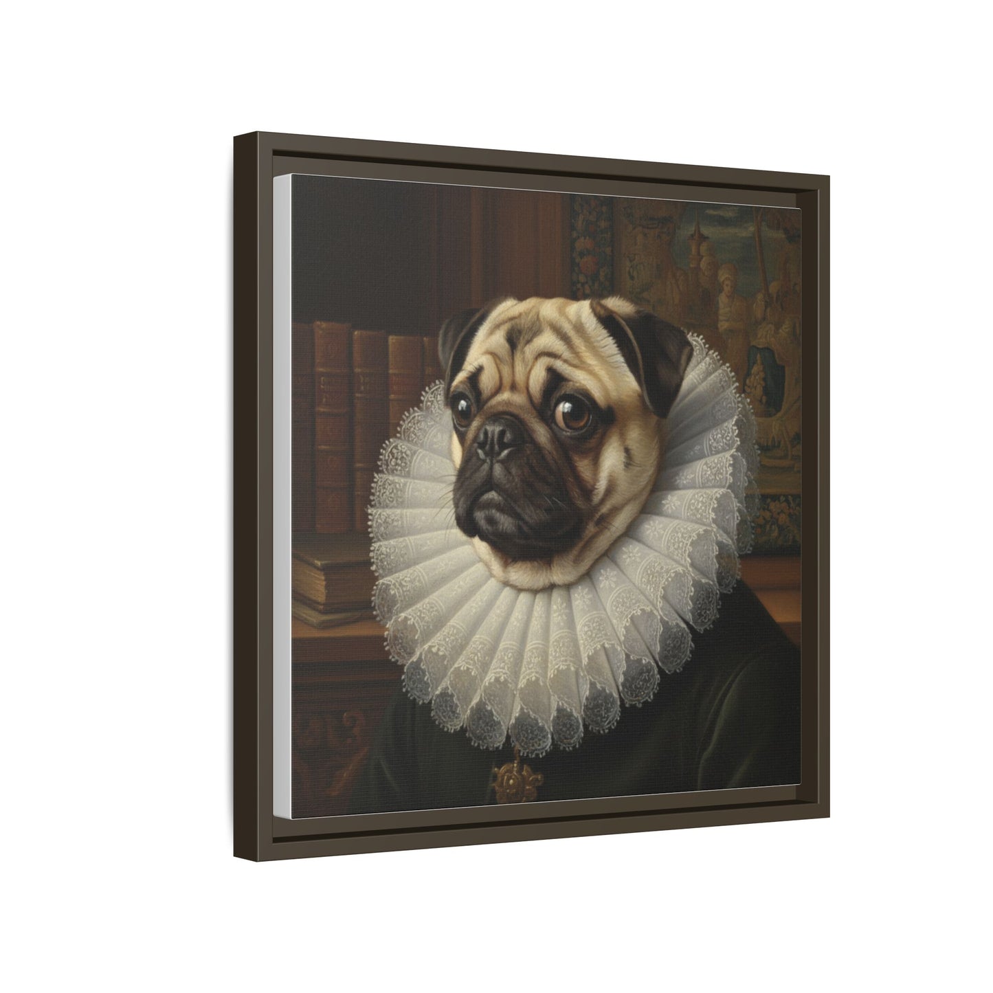 Custom Whimsical Pug Portrait Canvas, Cute Dog Art Print, Pet Lover Gift, Home Decor, Fun Wall Art, Quirky Dog Painting
