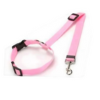 Pink dog collar and leash set on a white background