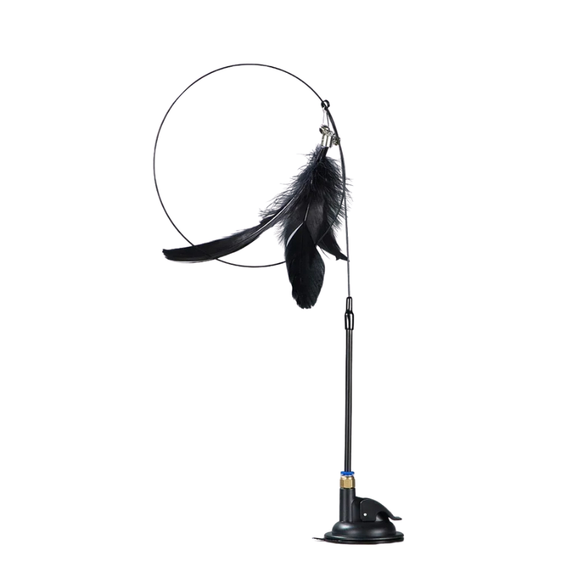Interactive Cat Teaser Stick with Natural Feathers & Suction Cup