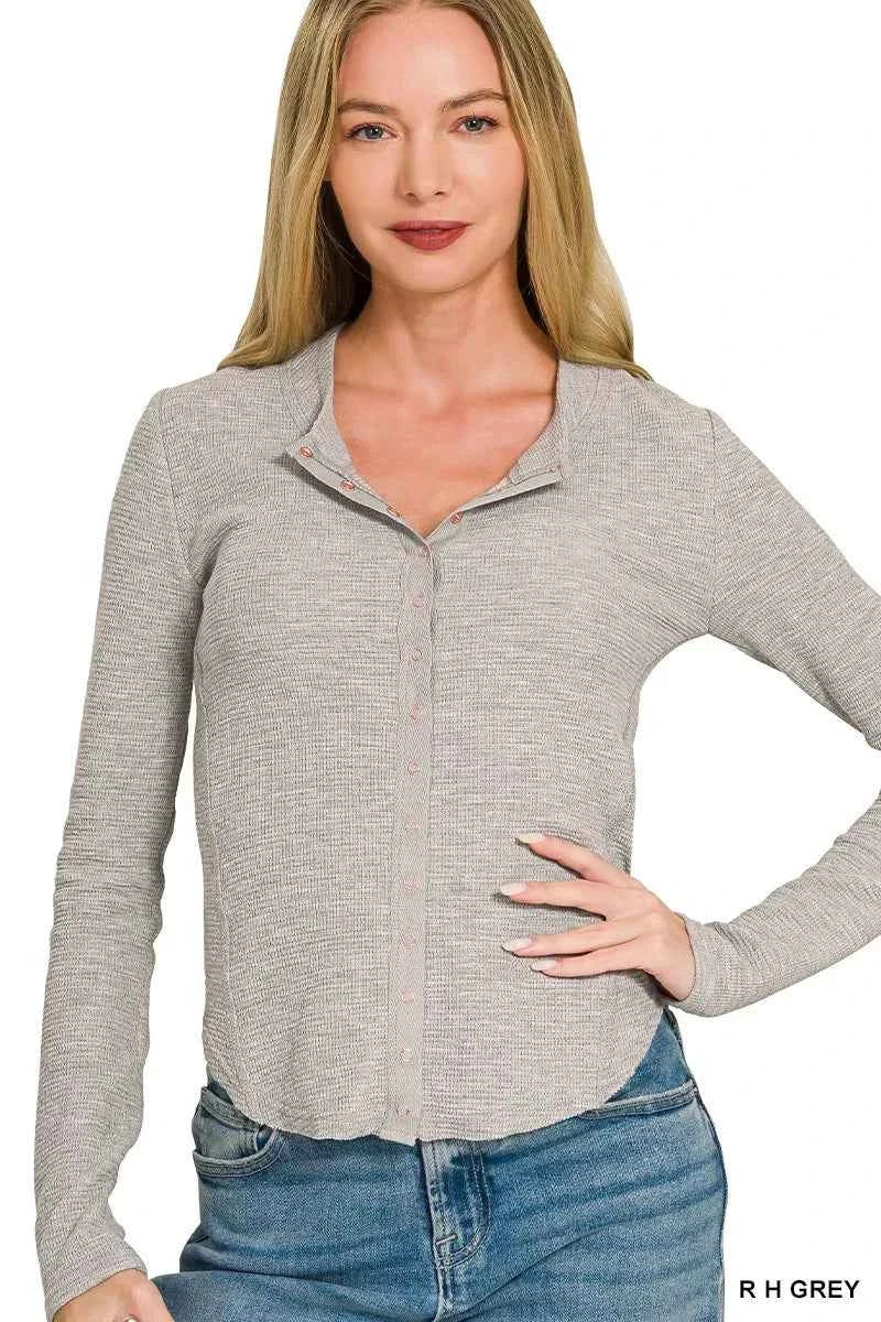 Zenana Double Knit Snap Button Shirts