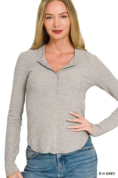 Zenana Double Knit Snap Button Shirts