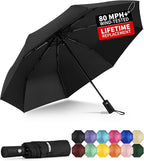 Windproof Travel Umbrella - Automatic Umbrellas for Rain, Compact Folding Umbrella with UV Protection, Lightweight Portable Design for Backpack/Walking/Car, Sun & Storm Ready