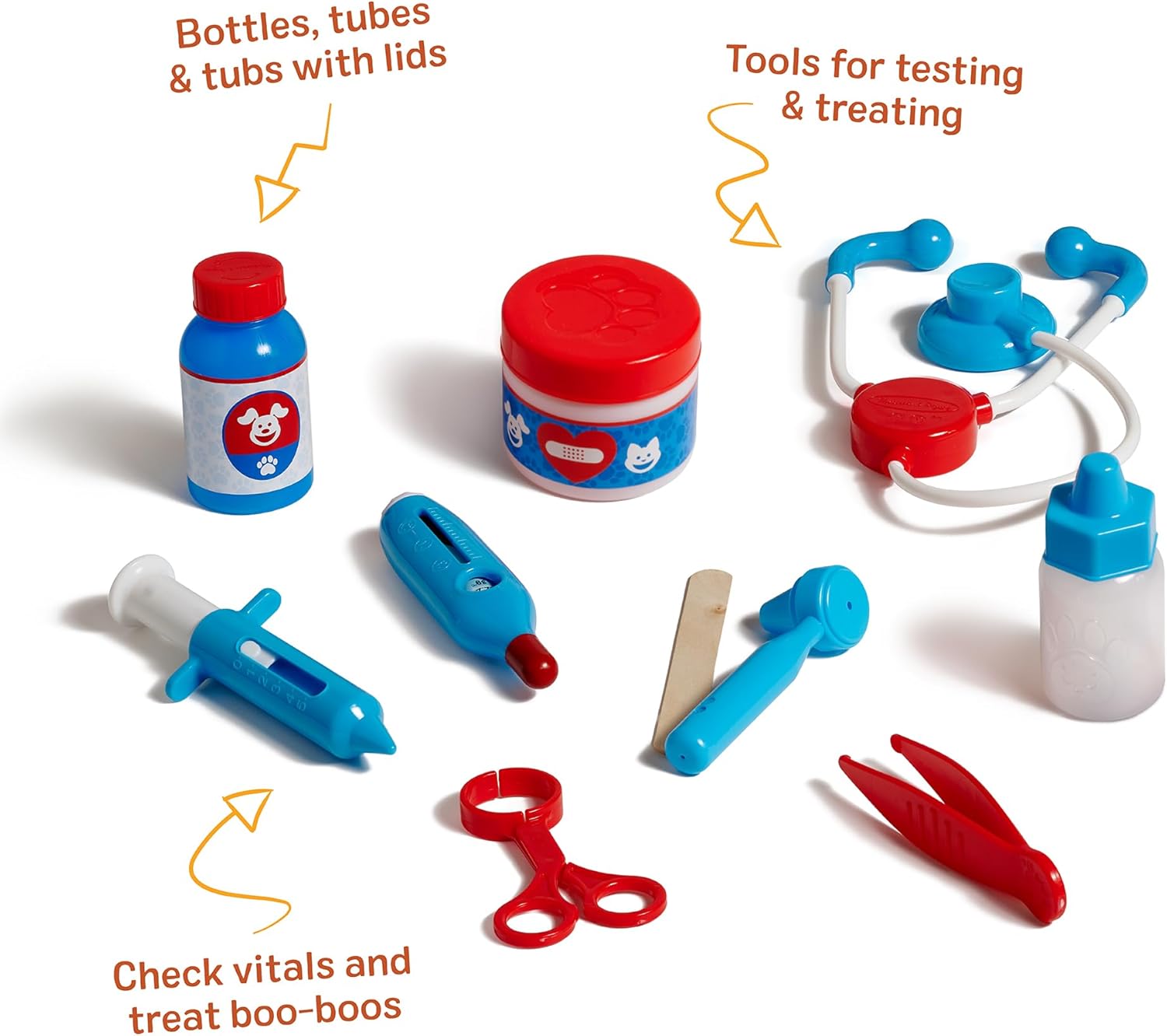 Examine and Treat Pet Vet Play Set, 24-Piece Animal Doctor Playset with Dog & Cat Plushies, Pet Doctor Kit & Accessories, Preschool Toys for Girls & Boys Ages 3+