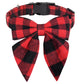 Christmas Dog Collar with Bow Tie – Plaid Adjustable Collar for Pets