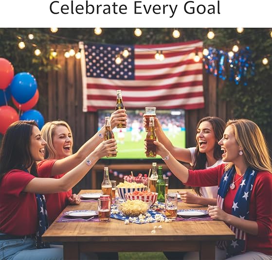 3PCS Country Flag Soccer Necklace Earrings Bracelet Set for Women Soccer Jewelry Gifts for Women Fans Players soccer Accessories Birthday Christmas Gift Ideas