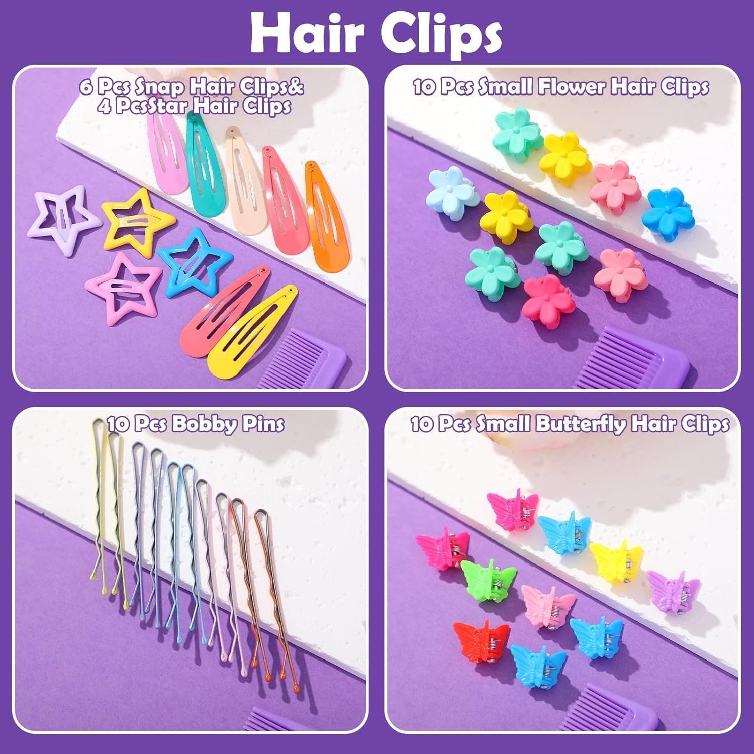 Hair Accessories for Girls, 1700 Pcs Colorful Hair Rubber Bands Elastic Hair Ties Hair Clips Hair Wax Stick Spray Bottle Hair Styling Tools with Organizer Box