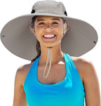 Leotruny Women Super Wide Brim Sun Hat UPF50+ Waterproof Bucket Hat for Fishing, Hiking, Camping
