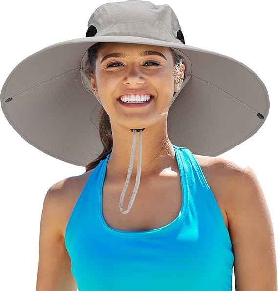 Leotruny Women Super Wide Brim Sun Hat UPF50+ Waterproof Bucket Hat for Fishing, Hiking, Camping