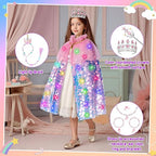 Meland Princess Dress Up for Girls 3-8, Mermaid Cape with Crown, Dress Up Clothes Birthday Gift Toys for Girls Toddlers