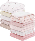 Bearmoss 10 Pack Muslin Burp Cloths, Soft Absorbent Baby Burping Cloths for Unisex Boys and Girls, Newborn Essentials Large Extra Washcloths, 20x10 inches