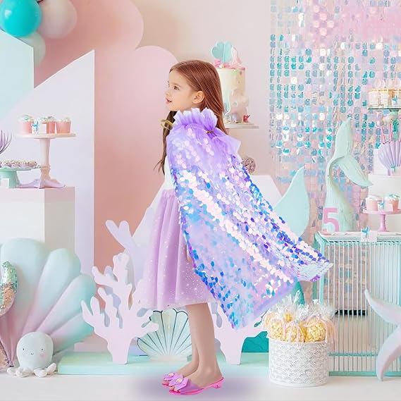 Meland Princess Dress Up for Girls 3-8, Mermaid Cape with Crown, Dress Up Clothes Birthday Gift Toys for Girls Toddlers