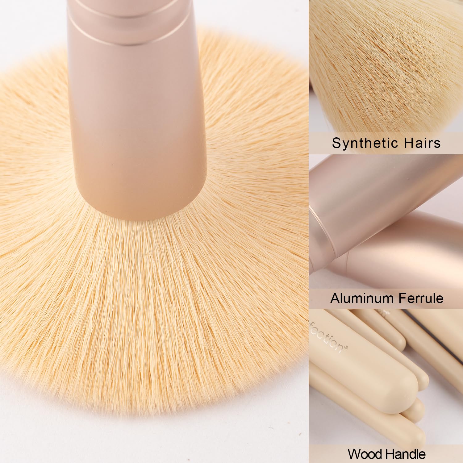 Real Perfection Makeup Brush Set 16 Pcs with 1 Eyebrow Razor Premium Synthetic Foundation Powder Concealers Eyeshadow Blush Makeup Brushes Make up Brushes Kit