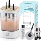 Electric Makeup Brush Cleaner - 12000 RPM Makeup Brush Cleaning Machine, IP65 Waterproof Automatic Makeup Brush Cleaner with Cleaning Solution, for Makeup Sponges and Brushes-White.