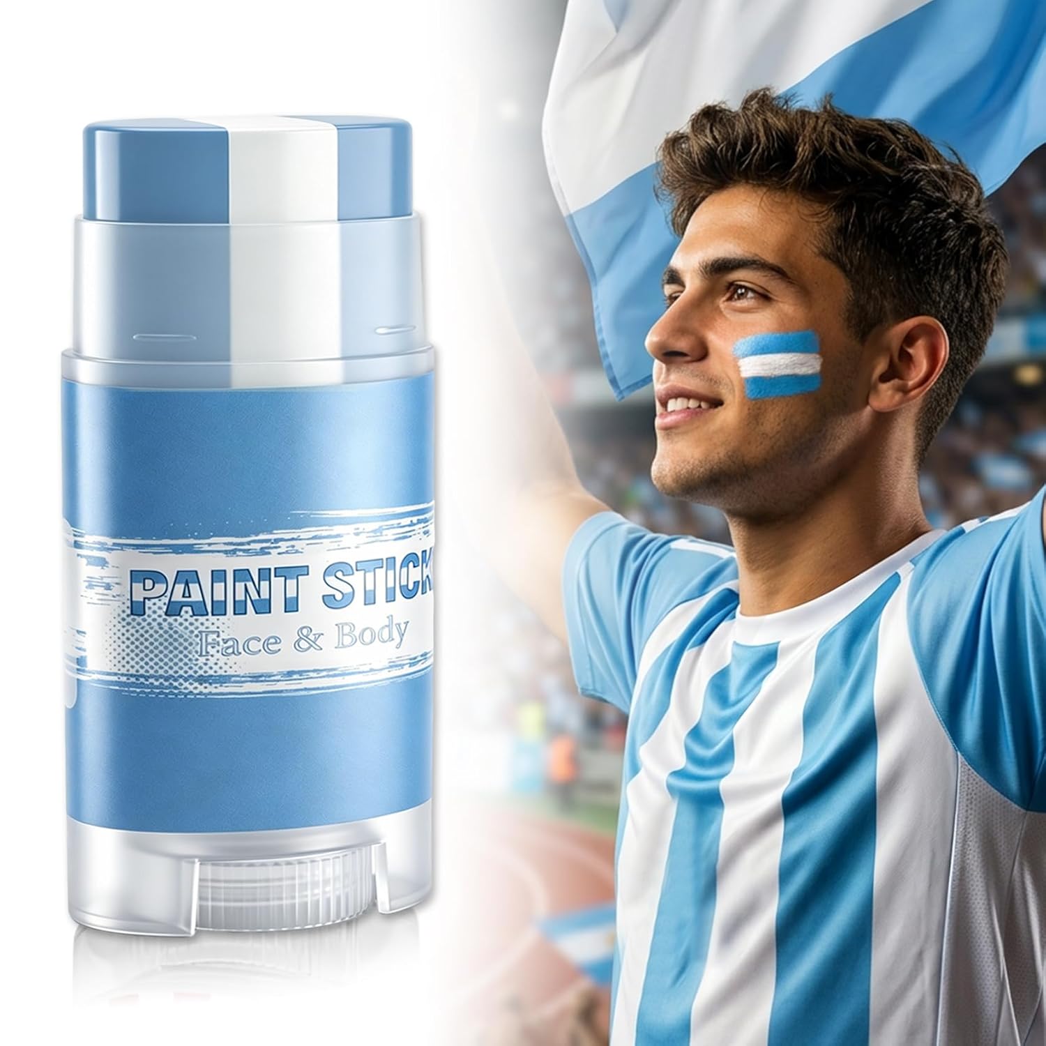 3 in 1 Colors Face Body Paint Sticks for Soccer,Football,Softball,Baseball,High Pigment & Waterproof Eye Black Stick Makeup