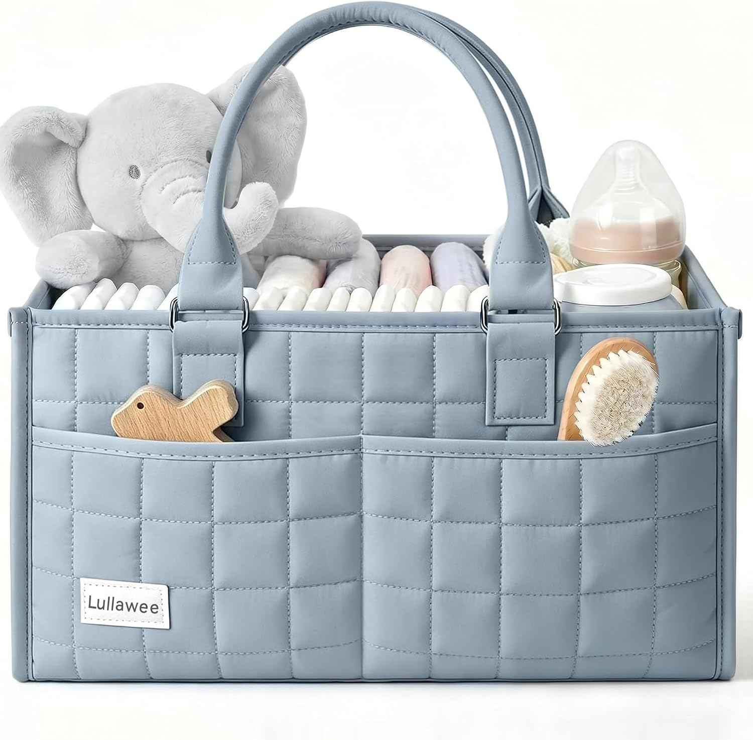 Baby Diaper Caddy Organizer, Portable Nursery Storage Basket with Handle for Newborn Boy or Girl, Gift for Baby Shower Essentials, Registry Must Have Bag, Caddie Car Organizer