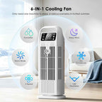 Portable Air Conditioners, 4 IN 1 Evaporative Air Cooler, 1200ML Water Tank, 3 Speeds & Storm Mode & Mist Spray, 120° Auto Oscillation, 12H Timer, Quiet Tower Cooling Fan for Room, Bedroom - White ﻿
