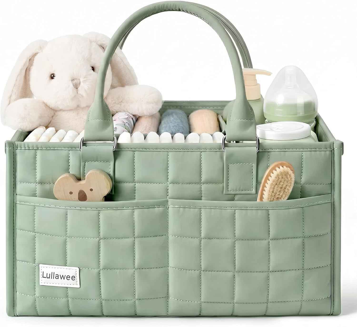 Baby Diaper Caddy Organizer, Portable Nursery Storage Basket with Handle for Newborn Boy or Girl, Gift for Baby Shower Essentials, Registry Must Have Bag, Caddie Car Organizer