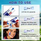 3 in 1 Colors Face Body Paint Sticks for Soccer,Football,Softball,Baseball,High Pigment & Waterproof Eye Black Stick Makeup