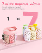 AMOOS Cute Pill Dispenser with 7 Large Compartments, Portable Pill Bottle Organizer with Wide Opening for Easy Use, Anti-Mix Pill Organizer for Travel, BPA-Free Pill Container