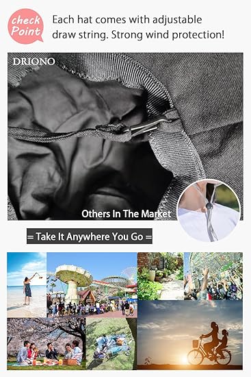 Wide Brim Bucket Hat - UPF50+ Protection Travel Beach Sun Hat with Semi-Rigid Adjustable Foldable Brim