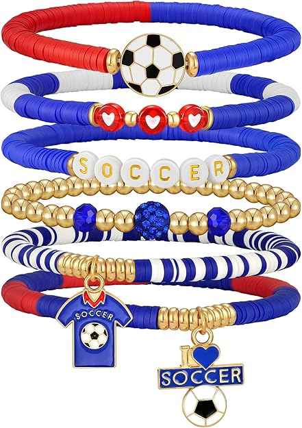 Soccer Cup Soccer Bracelets for Women Men, Stackable Soccer Jewelry Game Day Fan Accessories Gifts for Soccer Fans