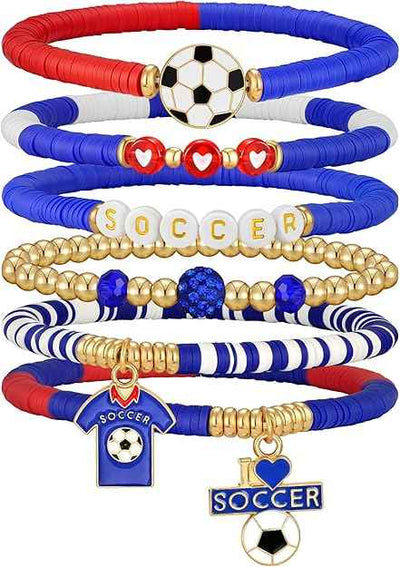 Soccer Cup Soccer Bracelets for Women Men, Stackable Soccer Jewelry Game Day Fan Accessories Gifts for Soccer Fans
