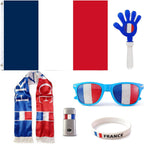 6 Pcs Cheering Set for Game Day Watch Party – Flag, Fan Scarf, Wristband, Flag Glasses, Hand Clapper, Blendable Face Paint Sticks