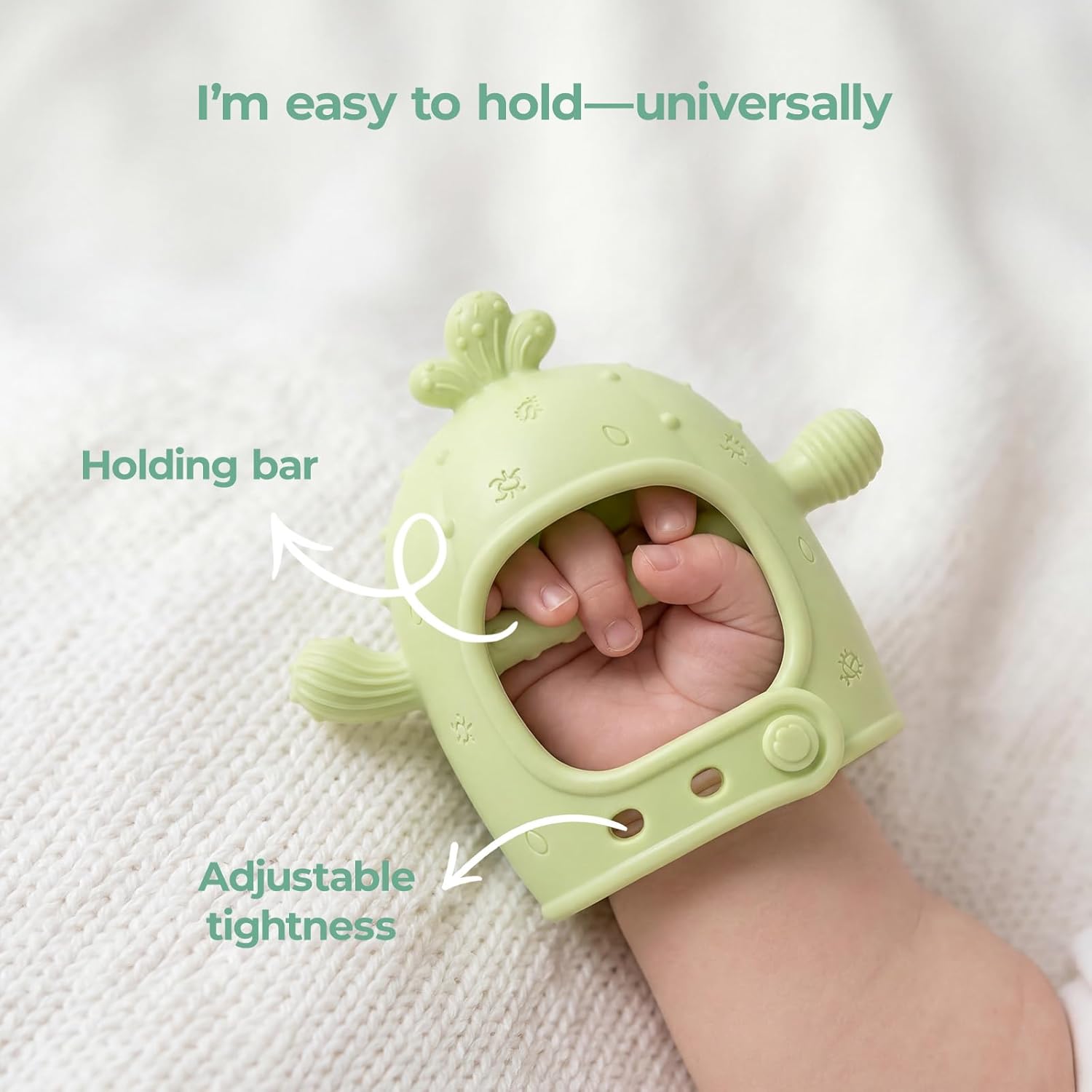 Momcozy 2 Pack Baby Teething Toys, Food Grade Silicone Baby Teethers for 0–12 Months, Baby Teether Mitten Wrist Teether Set, Easy Grip Teething Relief with Multiple Chew Points