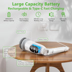 Electric Spin Scrubber, Cordless Cleaning Brush, 3H Work Time, Bathroom Scrubber with LED Display, 3-Speed Extendable Handle, IPX7 Waterproof, 8 Brush Heads for Shower, Tile, Tub, Floor, Toilet, Grout