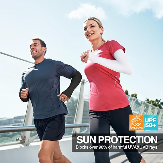 LUOLIIL VOE Sun Protection Cooling Arm Sleeves for Men &Women,Compression Sleeves for Football, Golf & Volleyball
