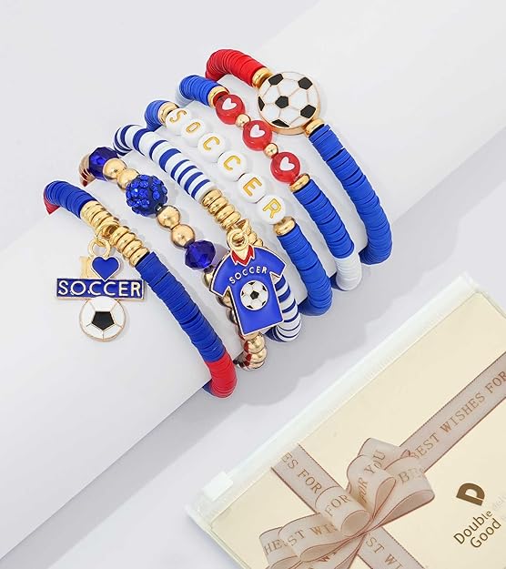 Soccer Cup Soccer Bracelets for Women Men, Stackable Soccer Jewelry Game Day Fan Accessories Gifts for Soccer Fans