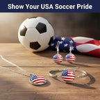 3PCS Country Flag Soccer Necklace Earrings Bracelet Set for Women Soccer Jewelry Gifts for Women Fans Players soccer Accessories Birthday Christmas Gift Ideas