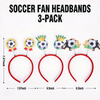 Soccer Headbands 2026 World Cup Party Accessories,Soccer Decorations and Fan Gear Sports Themed Party Favors & Decorations 3PCS