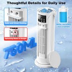 Portable Air Conditioners, 120 °rotating tower fan, portable AC for 3 wind speeds,Storm mode, 8H timing, Evaporative Air Cooler with remote control,750ML water tank, spray,cooling fan for home - white