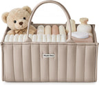 Blissful Diary Baby Diaper Caddy Organizer, Stylish Storage Basket for Newborn Essentials and Diaper Station, Gift for Baby Shower and Registry Must-Have