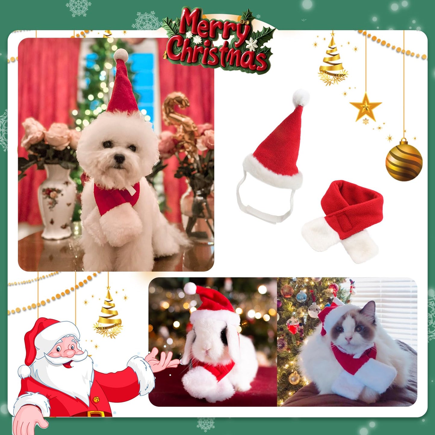 Cat Christmas Costume – Santa Hat & Cloak for Cats and Dogs