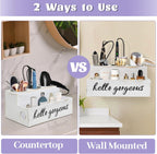 Hair Tool Organizer, Hair Dryer Holder with Drawer, Bathroom Countertop Organizer for Bathroom Accessories, Blow Dryer Organizer for Hair Styling Tools, Vanity Organizer for Bathroom, Vanity, Kitchen