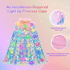 Meland Princess Dress Up for Girls 3-8, Mermaid Cape with Crown, Dress Up Clothes Birthday Gift Toys for Girls Toddlers