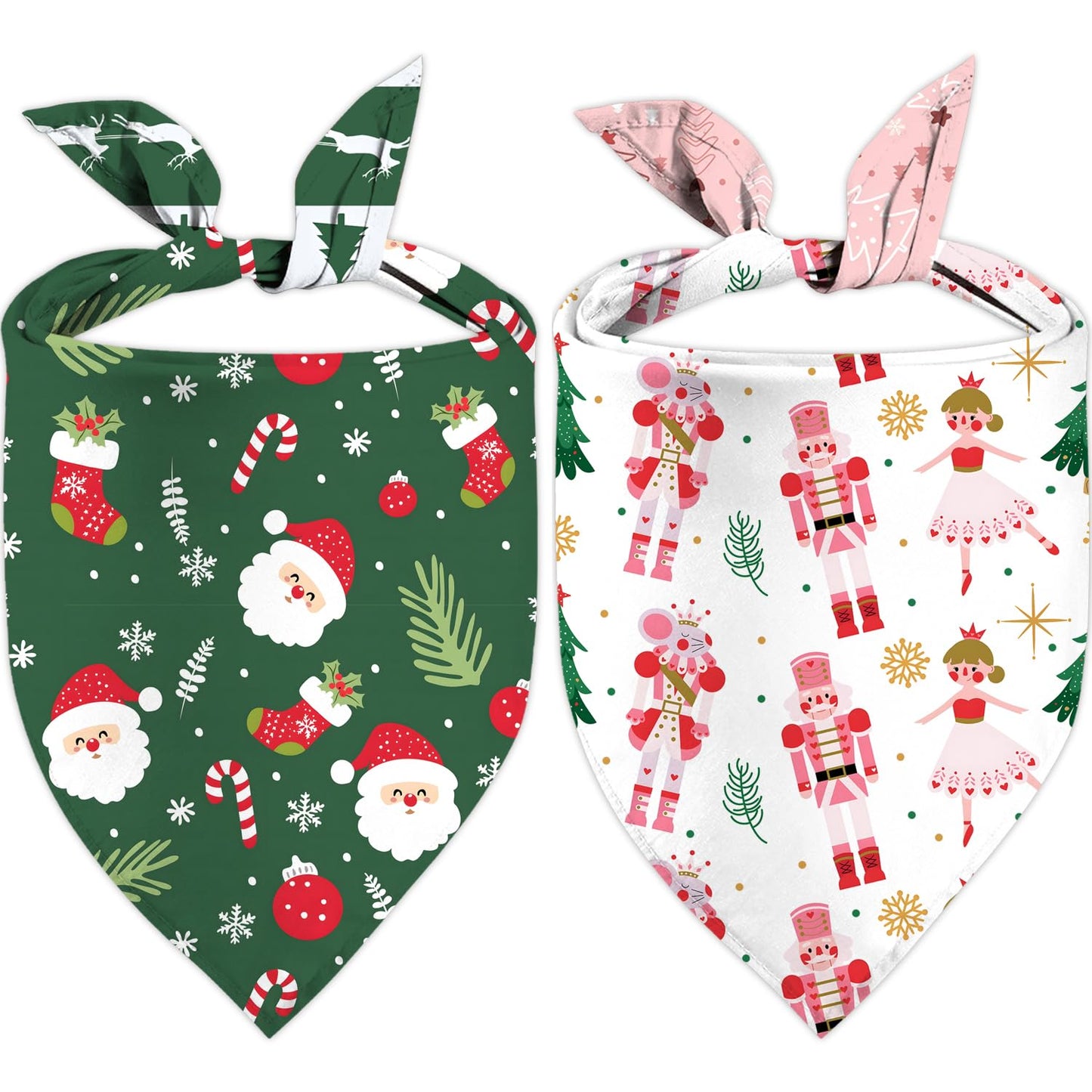 Christmas Dog Bandana Set – 2 Pack Red & Green Plaid Pet Scarf