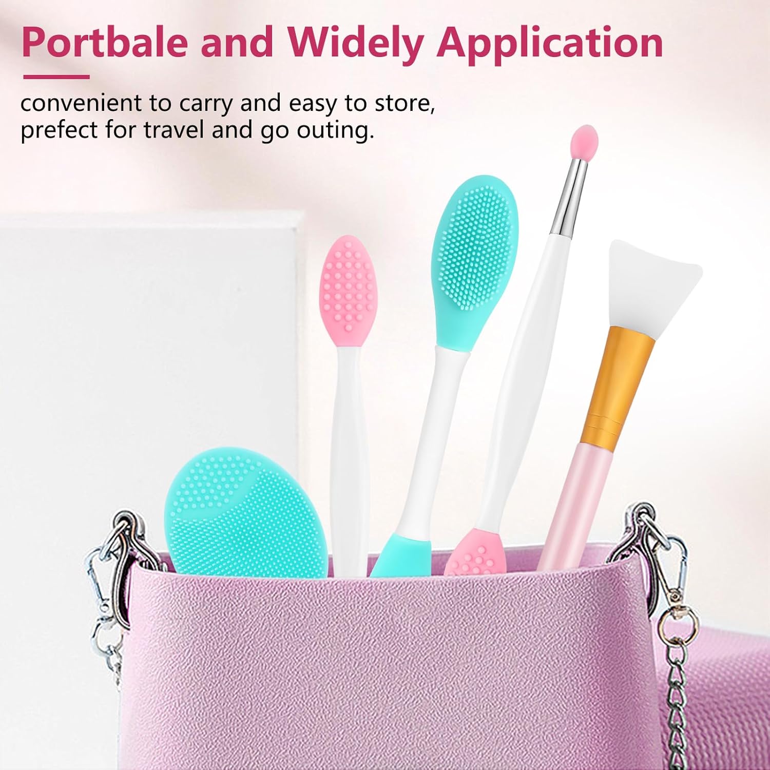 Silicone Face Scrubber, 2pcs Exfoliating Lip Brush, 1pcs Cleansing Brush,2pcs Face Mask Exfoliator Blackhead Skin Care Tool