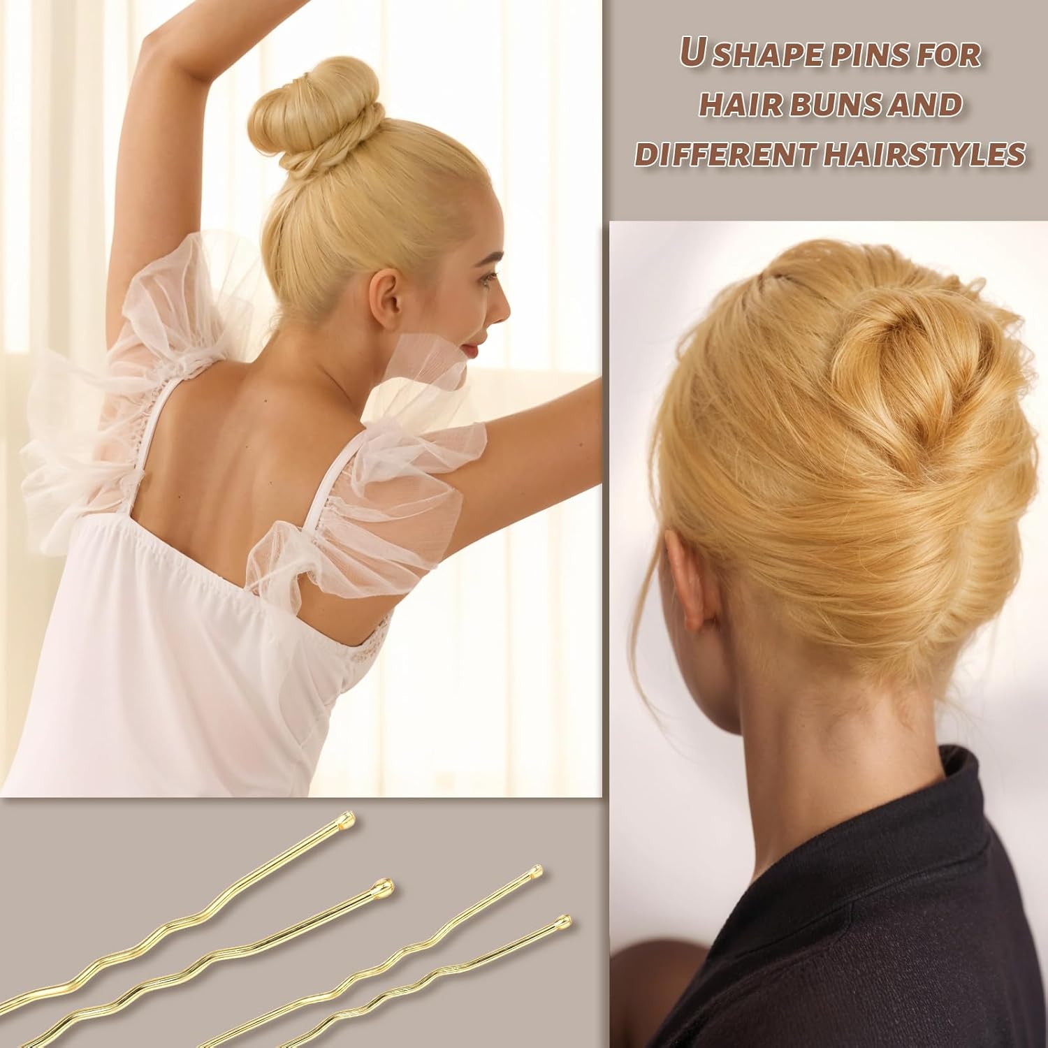 Teenitor 300pcs Bobby Pins Hair Pins Kit, 100pcs Bobby Pins 100 Hair Pins for Women for Buns, 100pcs Hair Bands, 2" 2.36", Bobb y Pins for Gray Hair 2" 2.75"